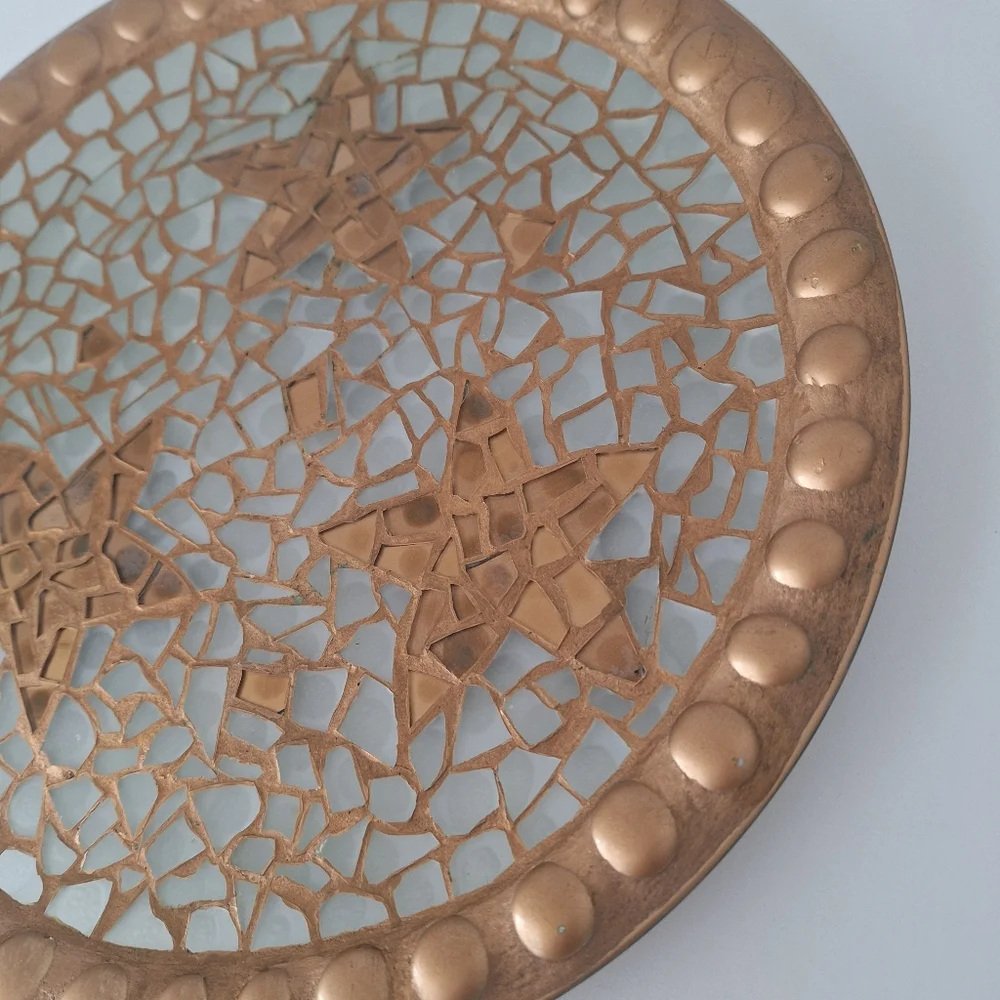 Pier 1 gold & clear glass centerpiece plate